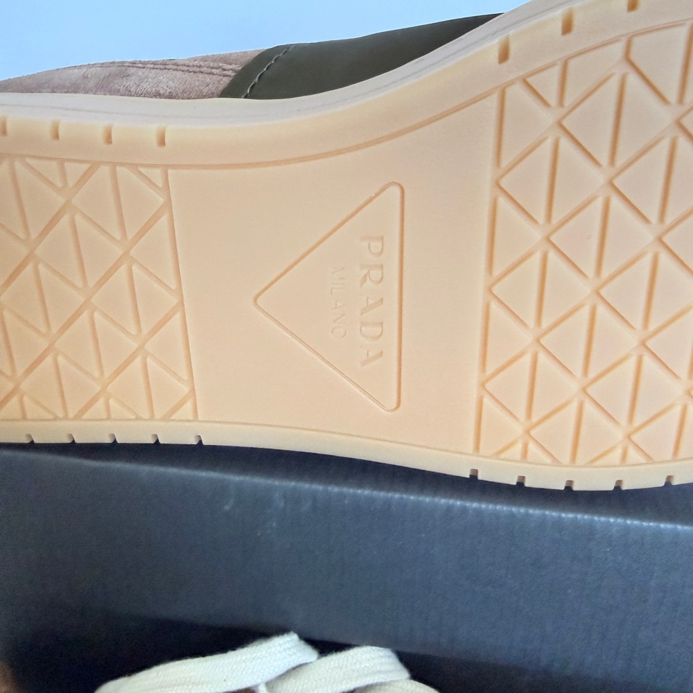 Prada Milano 2EE364 Men Brown/Green Suede Fabric Downtown Sneakers shoes UK 9 - Picture 5 of 16